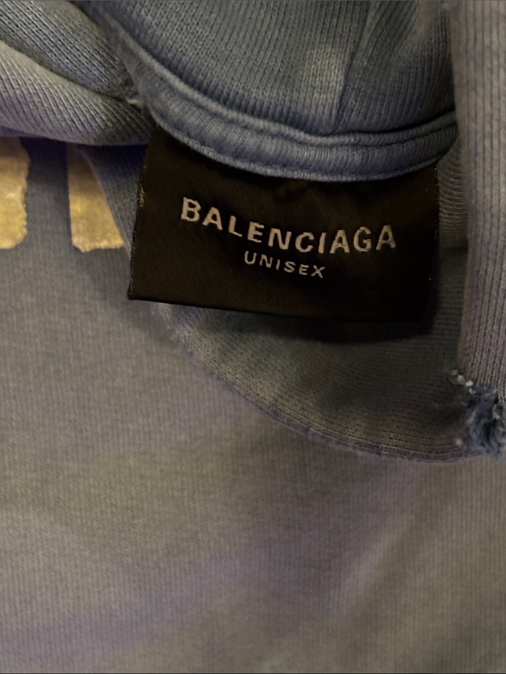 Balenciaga Light Blue Crewneck Hoodie with White Logo - Picture 5 of 5